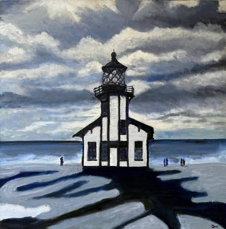 HARBOR SENTINEL IN STORM by artist Mozelle Marks